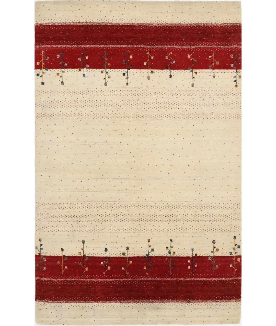 Ivory Indian Oriental Rug 5' 1" x 8' 0" Hand-Knotted | No. AT98256