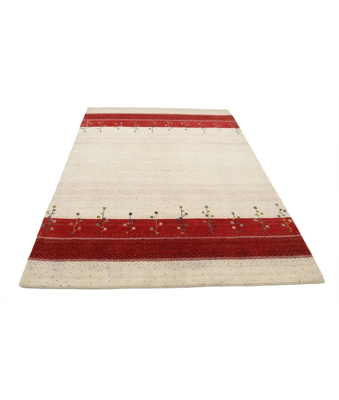 Ivory Indian Oriental Rug 5' 1" x 8' 0" Hand-Knotted | No. AT98256