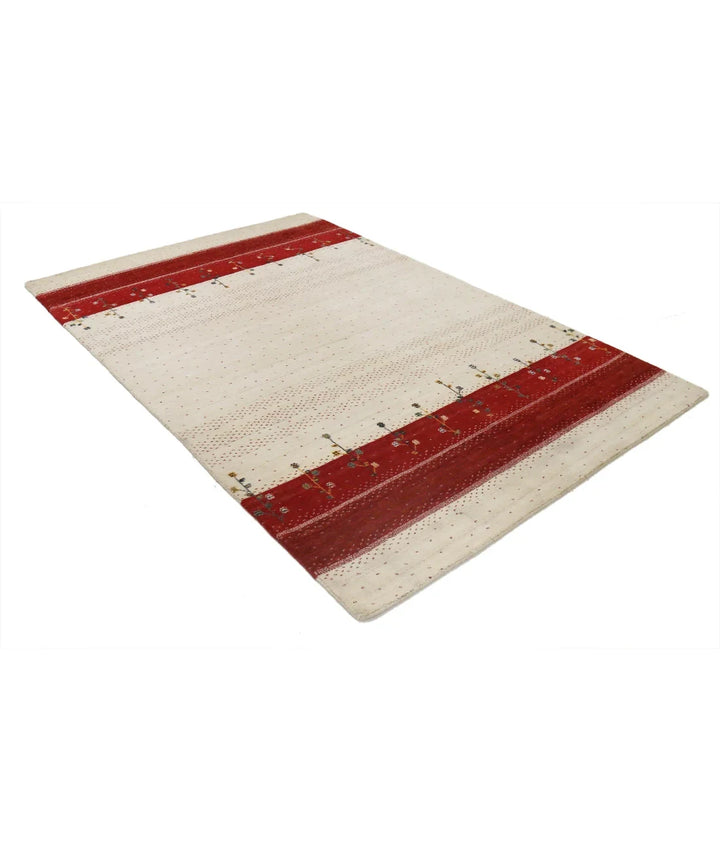 Ivory Indian Oriental Rug 5' 1" x 8' 0" Hand-Knotted | No. AT98256