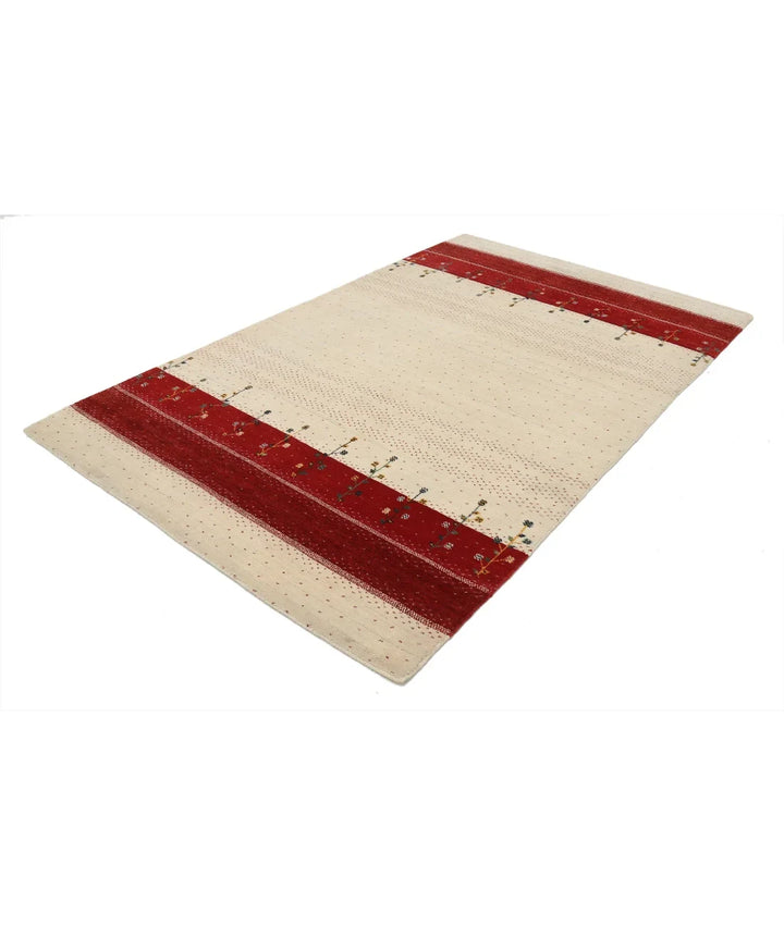 Ivory Indian Oriental Rug 5' 1" x 8' 0" Hand-Knotted | No. AT98256