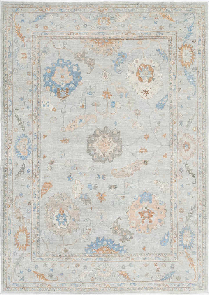 Blue Afghan Oushak Rug 10' 2" x 14' 0" Hand-Knotted | No. AT98294