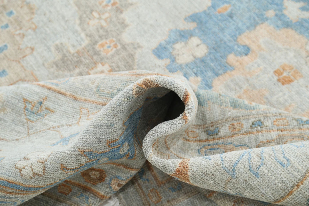 Blue Afghan Oushak Rug 10' 2" x 14' 0" Hand-Knotted | No. AT98294