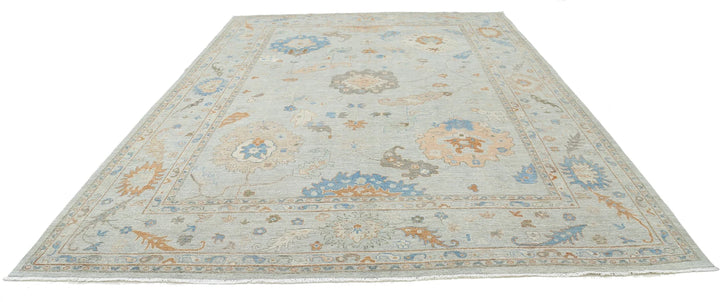 Blue Afghan Oushak Rug 10' 2" x 14' 0" Hand-Knotted | No. AT98294