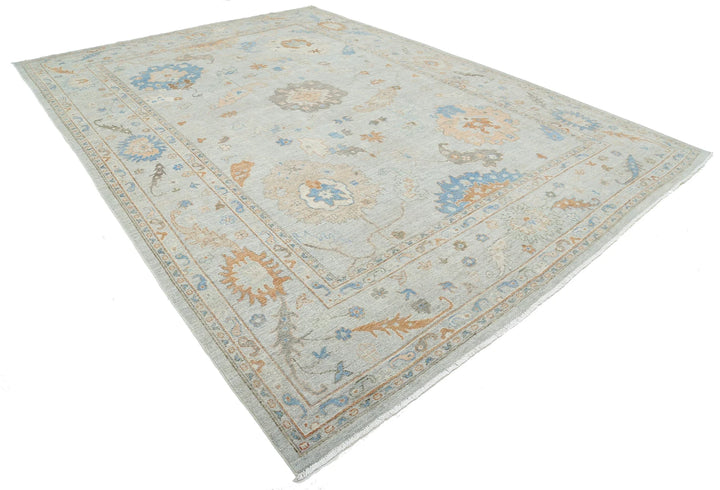 Blue Afghan Oushak Rug 10' 2" x 14' 0" Hand-Knotted | No. AT98294