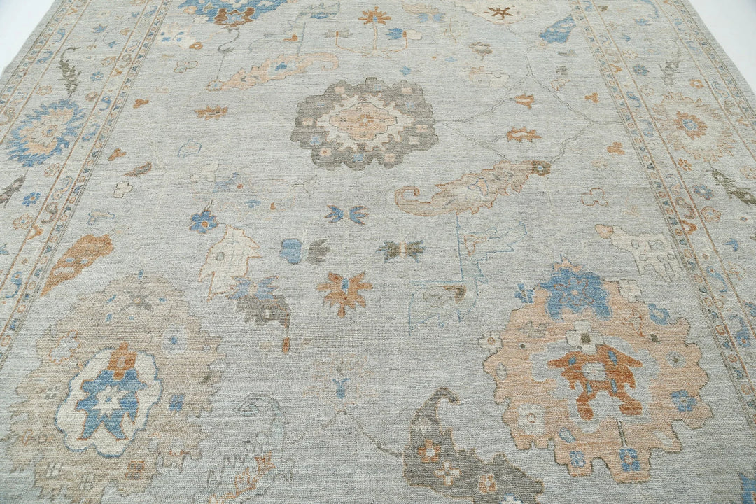 Blue Afghan Oushak Rug 10' 2" x 14' 0" Hand-Knotted | No. AT98294