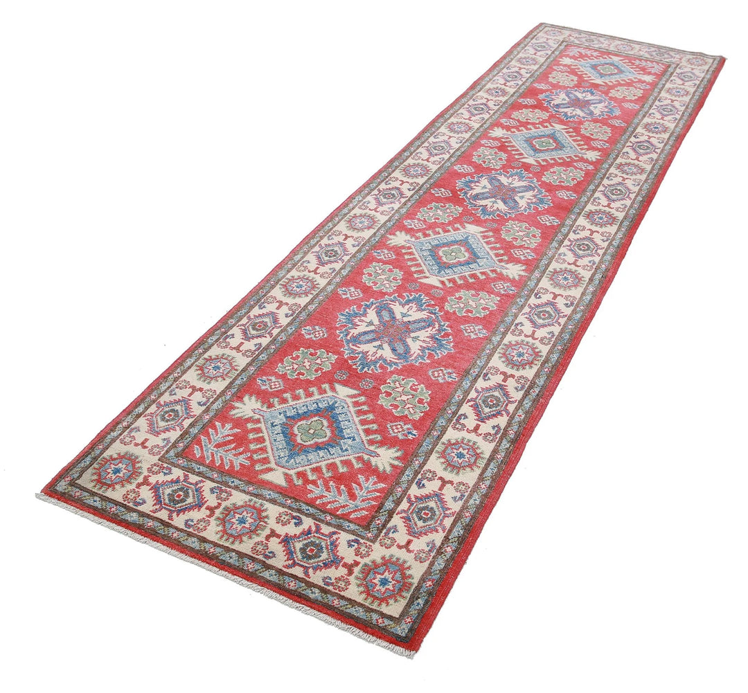 Afghan Kazak Rug 2' 8" x 9' 10" Hand-Knotted | No. AT98349