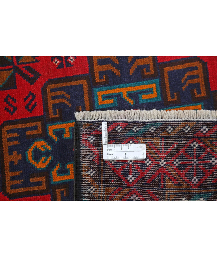 Red Afghan Baluchi Rug 2' 8" x 4' 8" Hand-Knotted | No. AT98379