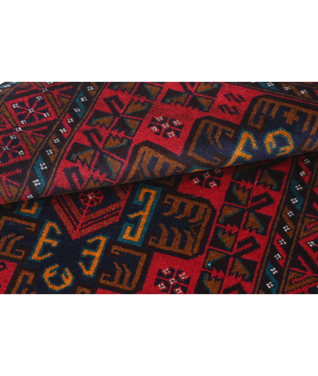 Red Afghan Baluchi Rug 2' 8" x 4' 8" Hand-Knotted | No. AT98379