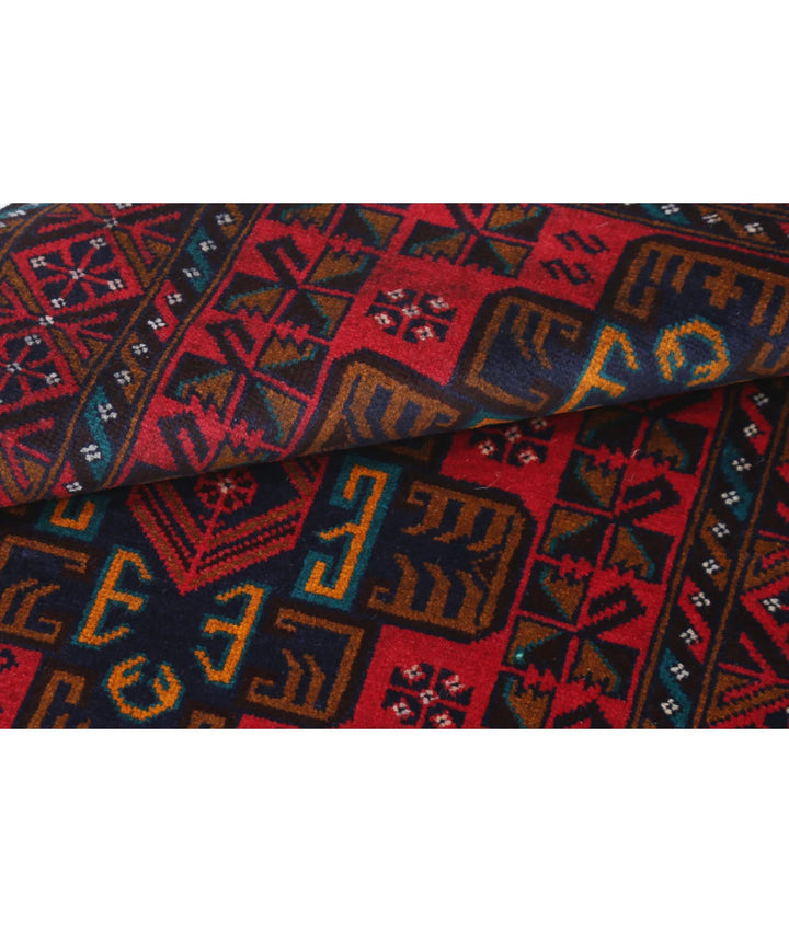 Red Afghan Baluchi Rug 2' 8" x 4' 8" Hand-Knotted | No. AT98379