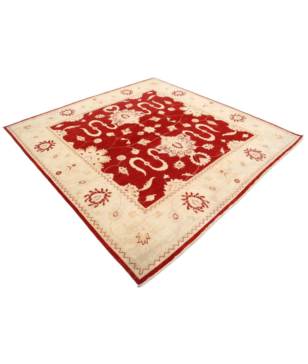 Afghan Kazak Rug 7' 11" x 8' 3" Hand-Knotted | No. AT98402