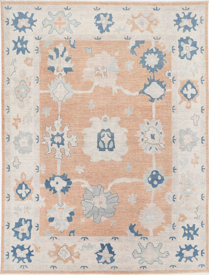 Afghan Oushak Rug 9' 0" x 12' 0" Hand-Knotted | No. AT98446
