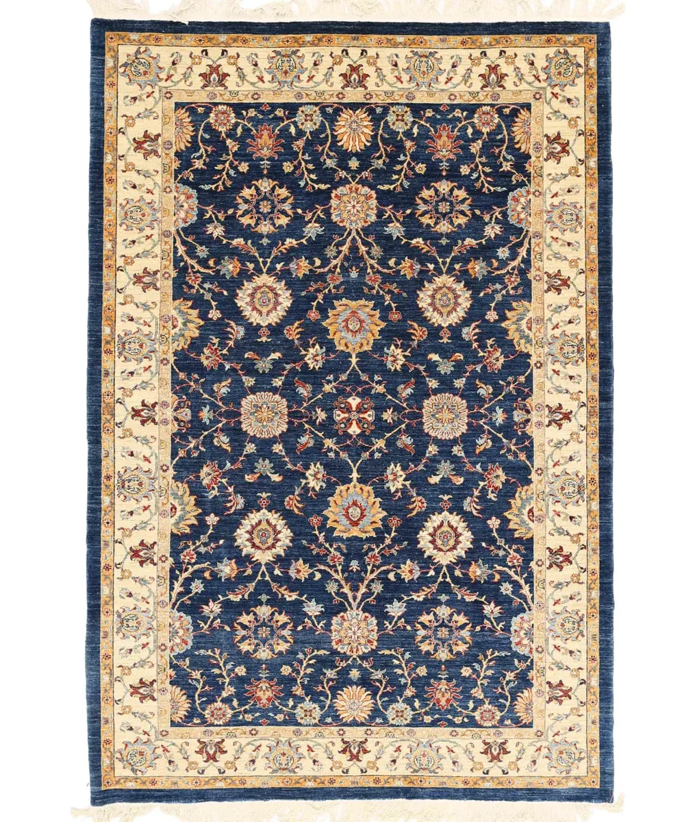 Blue Afghan Ziegler Rug 6' 7" x 9' 9" Hand-Knotted | No. AT98450