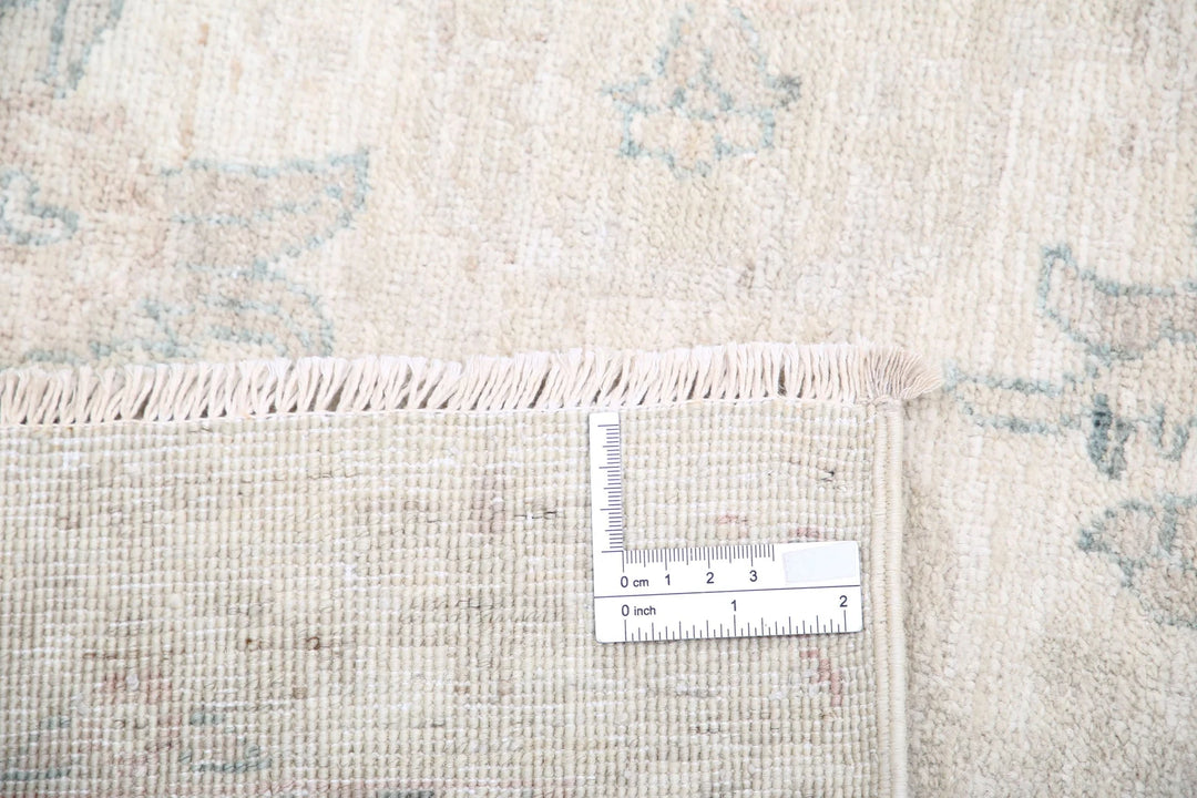 Ivory Afghan Oriental Rug 9' 1" x 12' 3" Hand-Knotted | No. AT98610