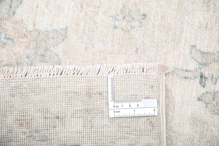 Ivory Afghan Oriental Rug 9' 1" x 12' 3" Hand-Knotted | No. AT98610