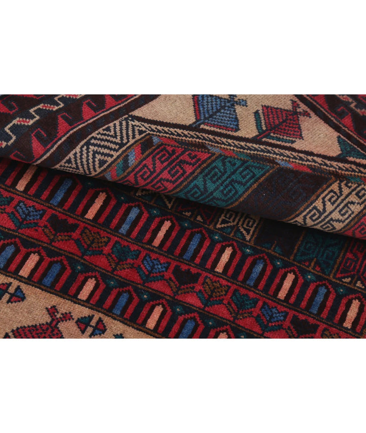 Red Afghan Baluchi Rug 2' 10" x 4' 11" Hand-Knotted | No. AT98661