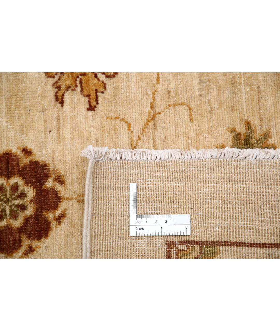 Beige Afghan Modcar Rug 6' 6" x 7' 10" Hand-Knotted | No. AT98735