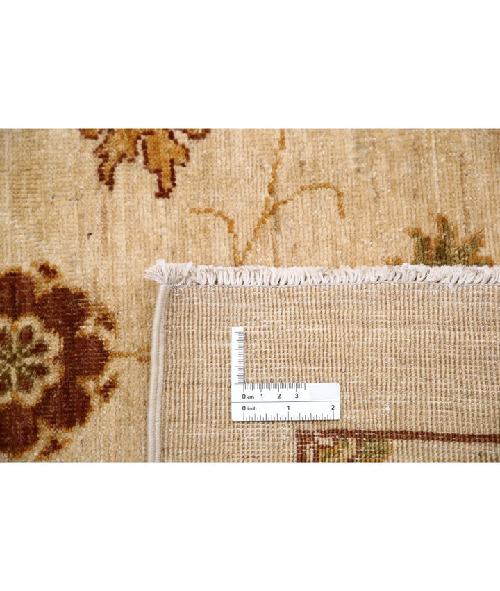 Beige Afghan Modcar Rug 6' 6" x 7' 10" Hand-Knotted | No. AT98735