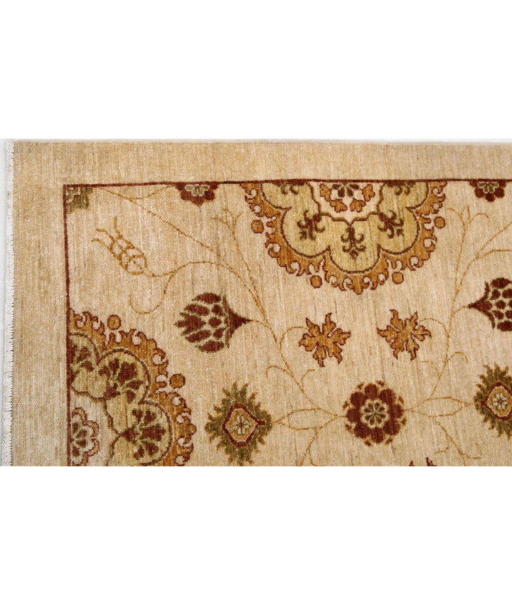 Beige Afghan Modcar Rug 6' 6" x 7' 10" Hand-Knotted | No. AT98735