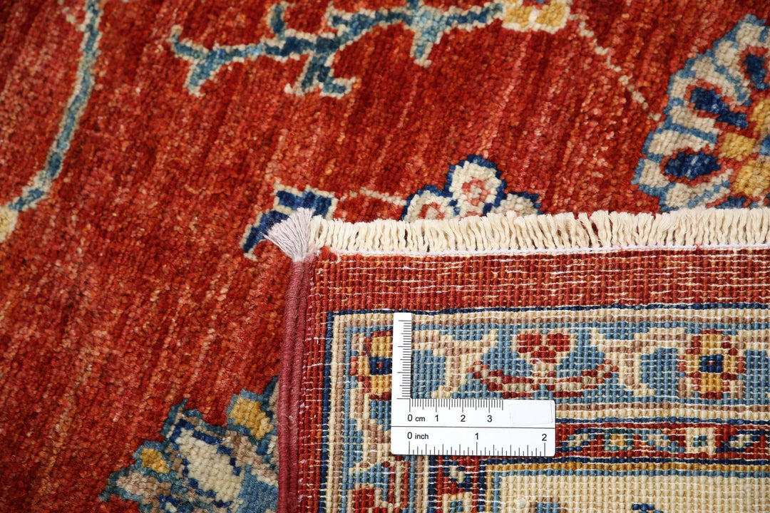 Red Afghan Ziegler Rug 5' 5" x 7' 9" Hand-Knotted | No. AT98748