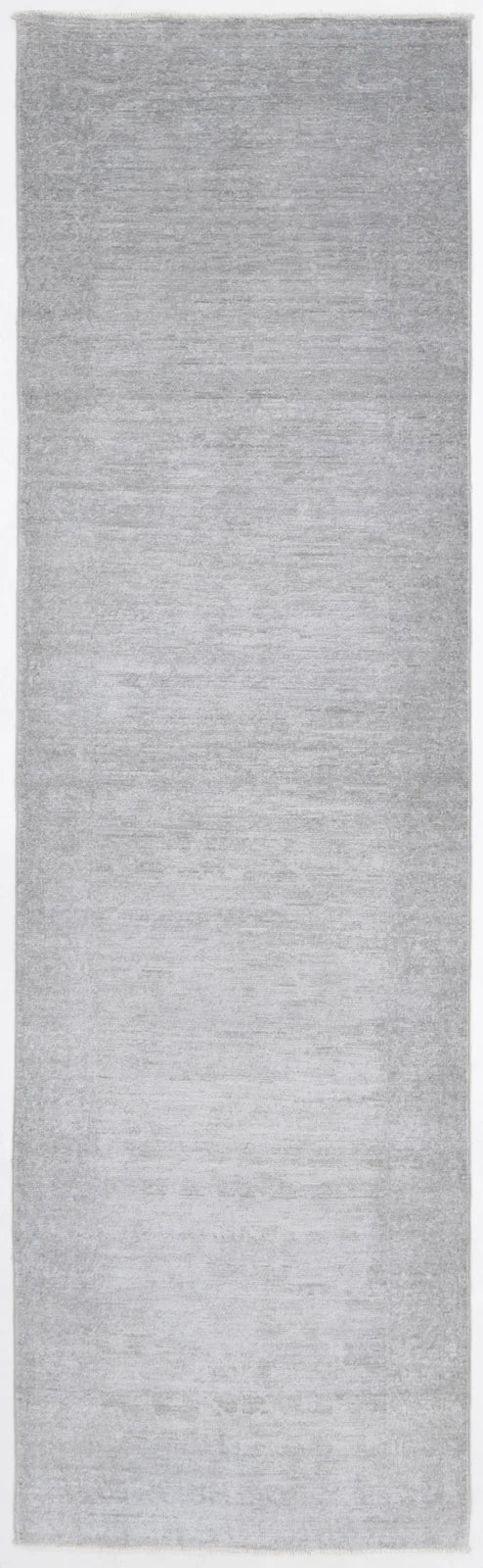 Grey Afghan Overdye Rug 2' 10" x 9' 9" Hand-Knotted | No. AT98918