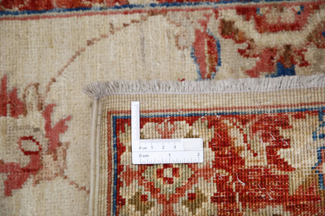 Ivory Afghan Oriental Rug 2'5" x 8'7" Hand-Knotted | No. AT98919