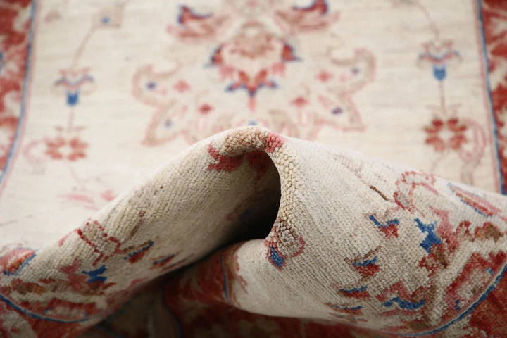 Ivory Afghan Oriental Rug 2'5" x 8'7" Hand-Knotted | No. AT98919