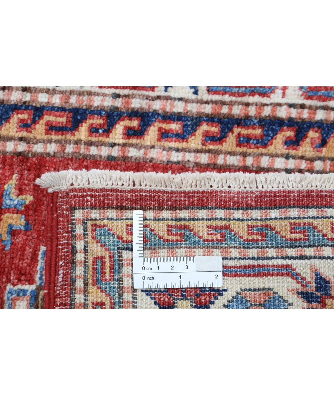 Red Afghan Kazak Rug 2' 9" x 4' 1" Hand-Knotted | No. AT98947