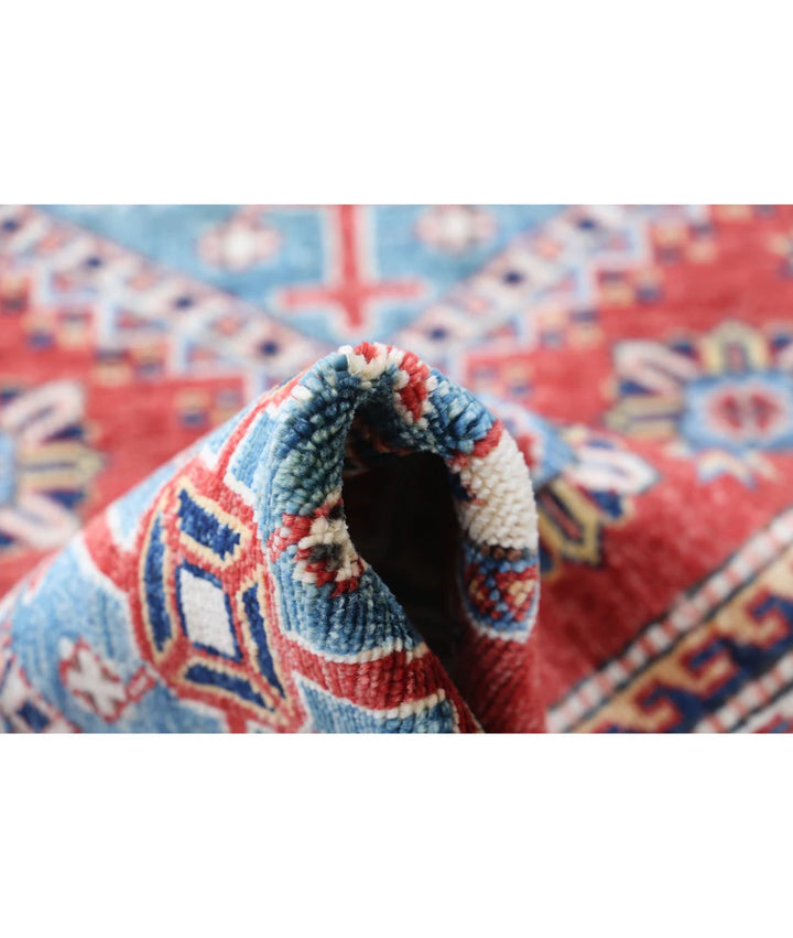 Red Afghan Kazak Rug 2' 9" x 4' 1" Hand-Knotted | No. AT98947