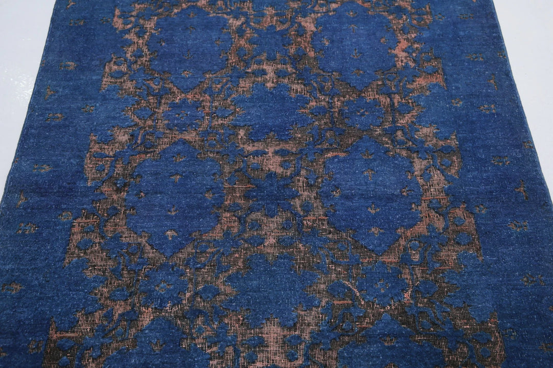 Blue Afghan Oriental Rug 3' 10" x 5' 8" Hand-Knotted | No. AT98982