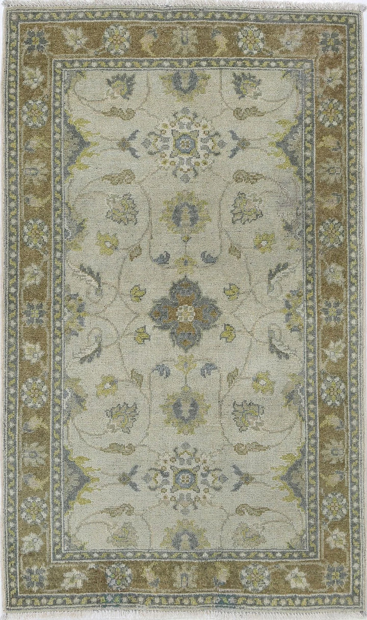 Beige Indian Ziegler Rug 2' 10" x 4' 9" Hand-Knotted | No. AT99008