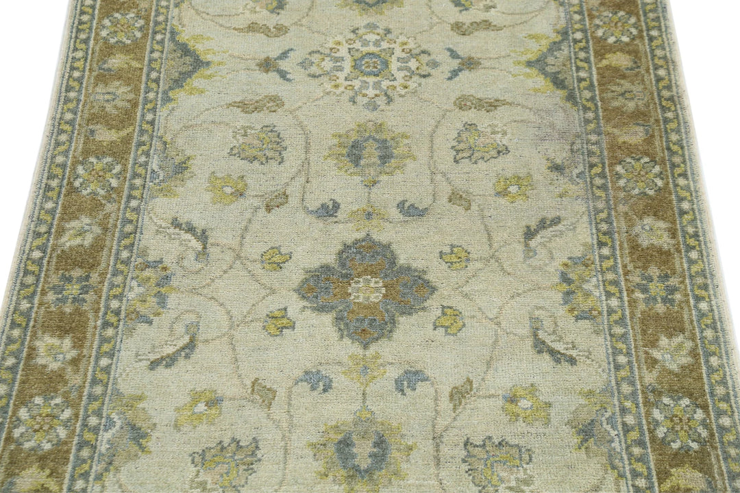 Beige Indian Ziegler Rug 2' 10" x 4' 9" Hand-Knotted | No. AT99008