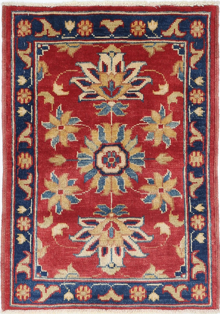 Red Afghan Oriental Rug 2'0" x 2'10" Hand-Knotted