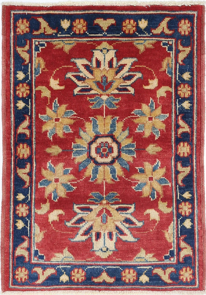 Red Afghan Oriental Rug 2'0" x 2'10" Hand-Knotted | No. AT99014