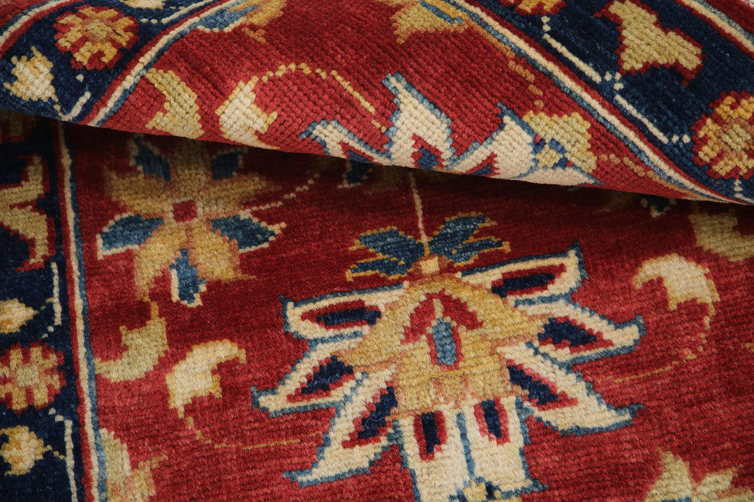 Red Afghan Oriental Rug 2'0" x 2'10" Hand-Knotted detail