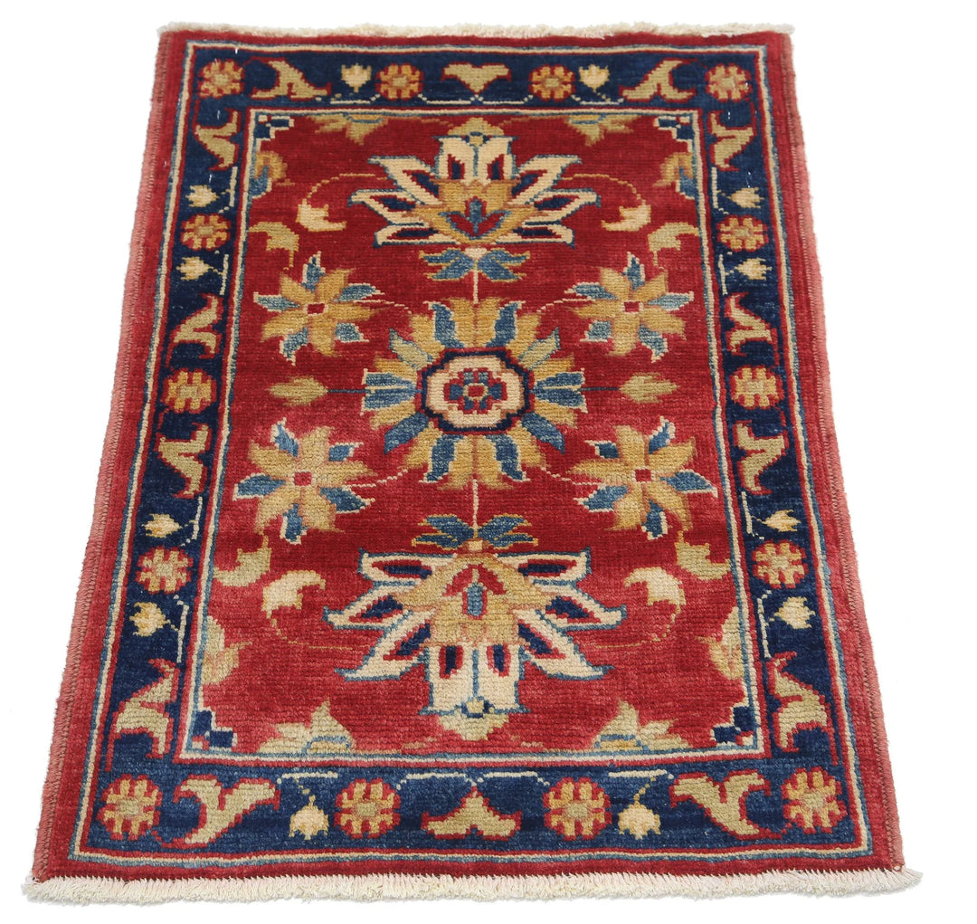 Red Afghan Oriental Rug 2'0" x 2'10" Hand-Knotted pattern