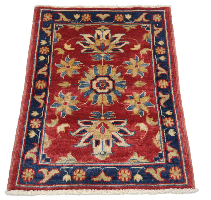 Red Afghan Oriental Rug 2'0" x 2'10" Hand-Knotted pattern