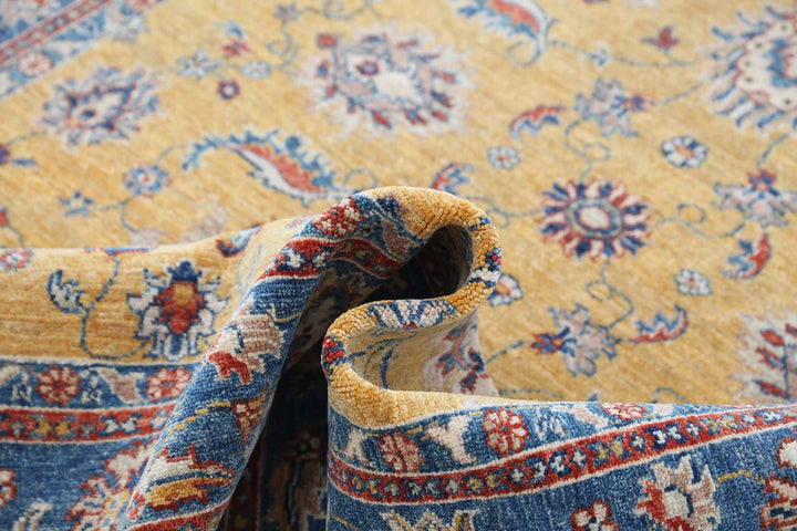 Gold Afghan Ziegler Rug 5' 0" x 6' 8" Hand-Knotted | No. AT990319