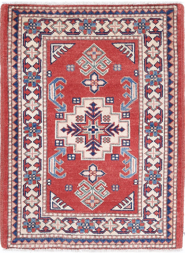 Afghan Kazak Rug 2' 1" x 2' 10" Hand-Knotted | No. AT99183