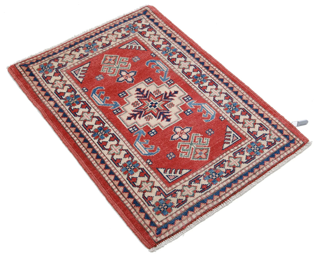 Afghan Kazak Rug 2' 1" x 2' 10" Hand-Knotted | No. AT99183