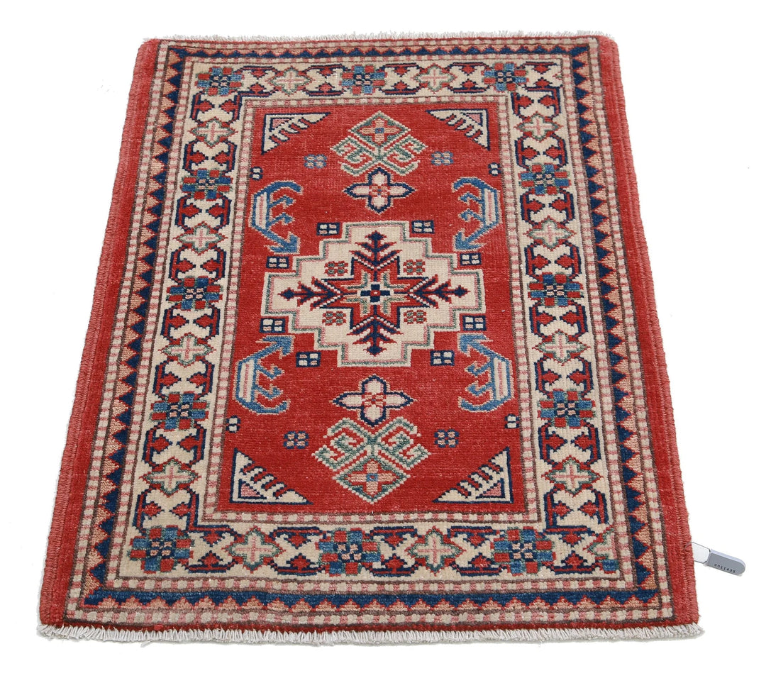 Afghan Kazak Rug 2' 1" x 2' 10" Hand-Knotted | No. AT99183