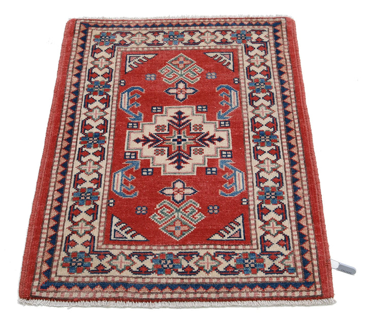 Afghan Kazak Rug 2' 1" x 2' 10" Hand-Knotted | No. AT99183