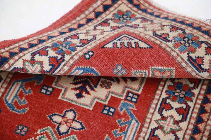 Afghan Kazak Rug 2' 1" x 2' 10" Hand-Knotted | No. AT99183