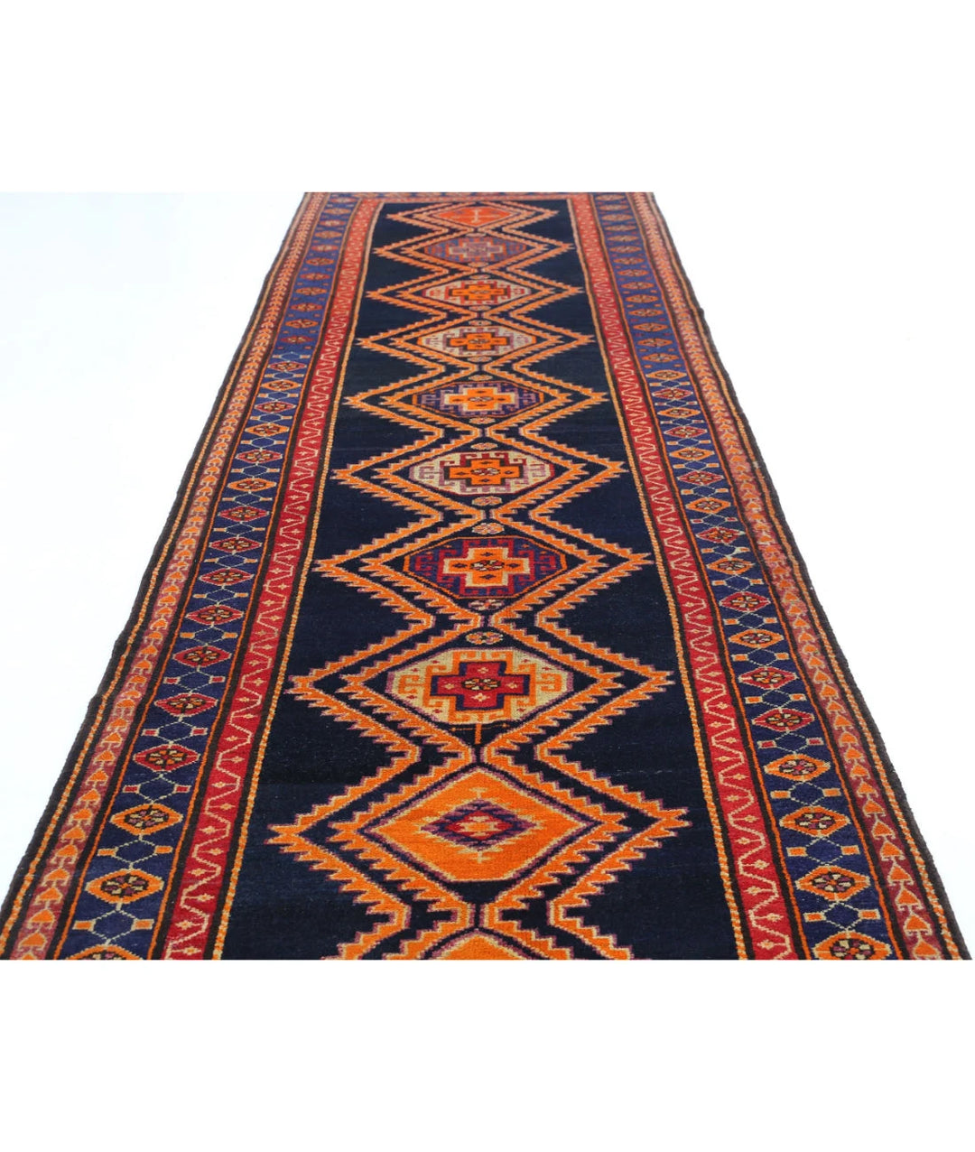 Persian Hamadan Runner Rug 4' 2" x 16' 0" Hand-Knotted | No. AT99284