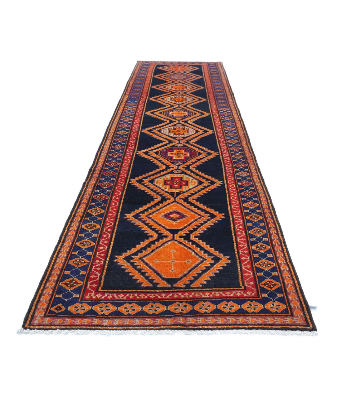 Persian Hamadan Runner Rug 4' 2" x 16' 0" Hand-Knotted | No. AT99284
