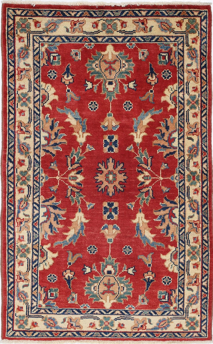 Red Afghan Ziegler Rug 3' 1" x 5' 0" Hand-Knotted | No. AT99385