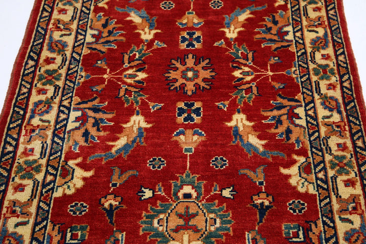 Red Afghan Ziegler Rug 3' 1" x 5' 0" Hand-Knotted | No. AT99385