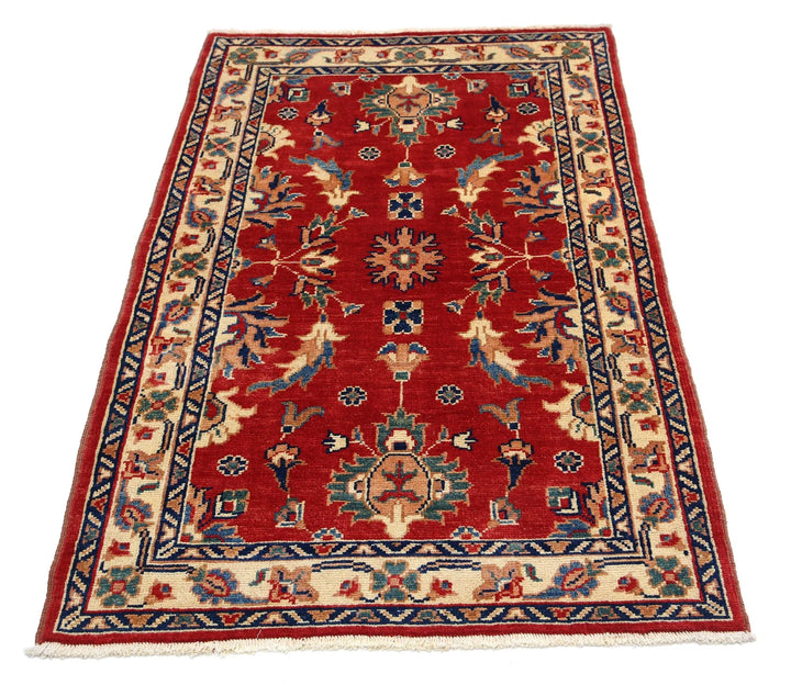 Red Afghan Ziegler Rug 3' 1" x 5' 0" Hand-Knotted | No. AT99385