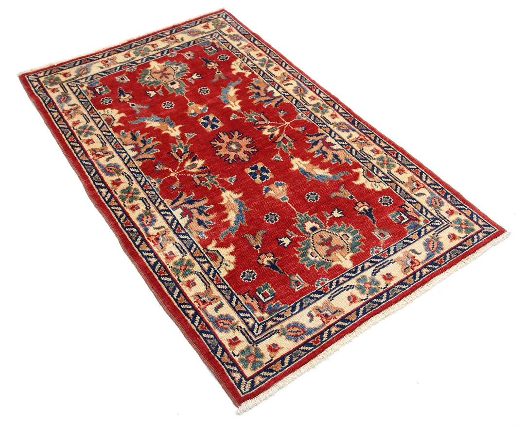 Red Afghan Ziegler Rug 3' 1" x 5' 0" Hand-Knotted | No. AT99385