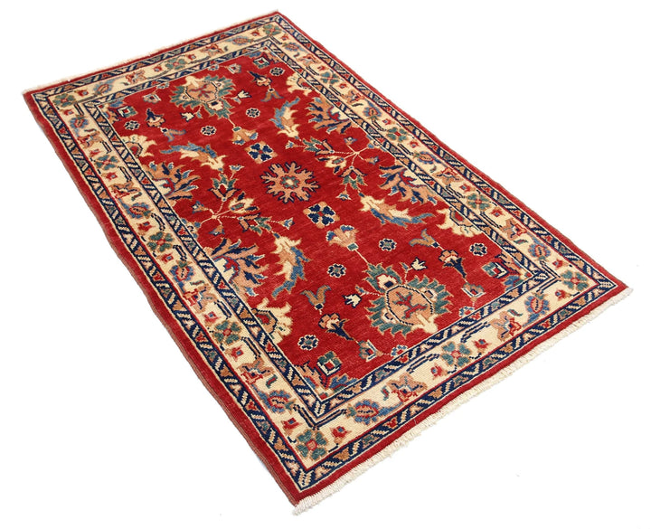 Red Afghan Ziegler Rug 3' 1" x 5' 0" Hand-Knotted | No. AT99385