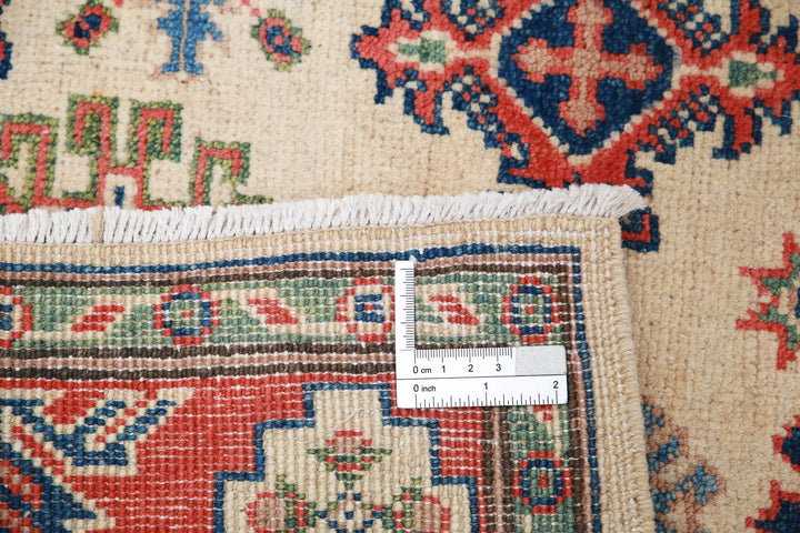 Afghan Kazak Rug 3' 1" x 4' 10" Hand-Knotted | No. AT99483